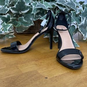 Brand New Black Patent Leather High-Heel Sandals, Size 8